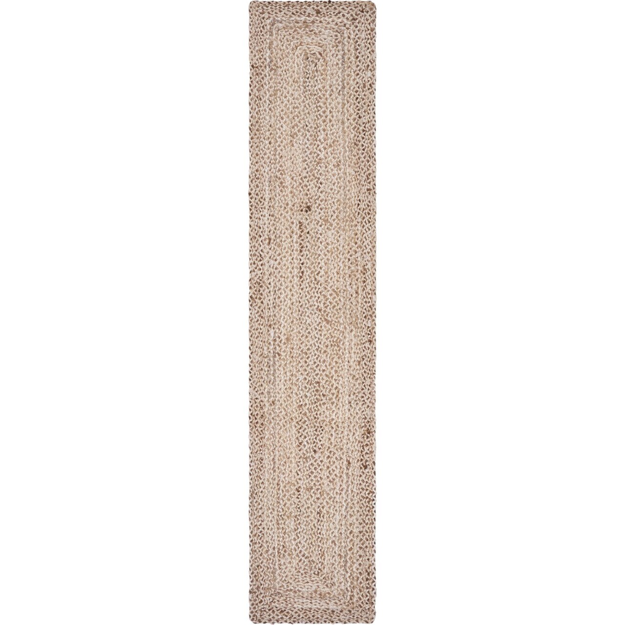 Laddha Home Designs 80" Brown and Cream Hand Woven Braided Rectangular Table Runner